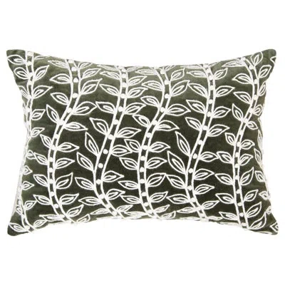 Rizzy Home Cotton Velvet Throw Pillow In Polyester,green,natural