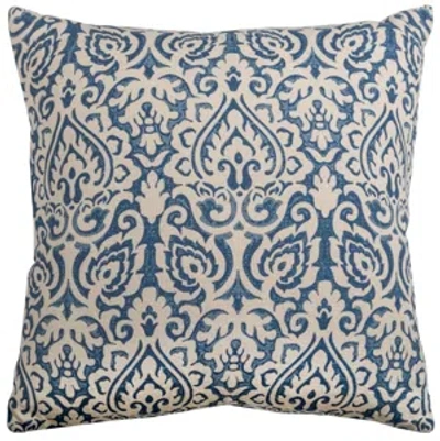 Rizzy Home Damask Polyester Filled Decorative Pillow, 22" X 22" In Blue