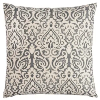 Rizzy Home Damask Polyester Filled Decorative Pillow, 22" X 22" In Gray