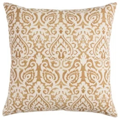 Rizzy Home Damask Polyester Filled Decorative Pillow, 22" X 22" In Yellow