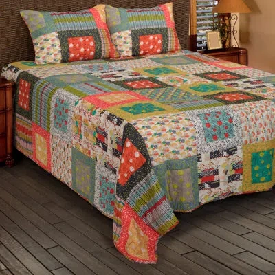 Rizzy Home Damica Single Reversible Quilt In Pink,green,white