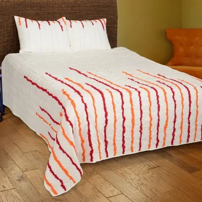 Rizzy Home Dionis 3 Piece Quilt Set In Ivory,red,orange