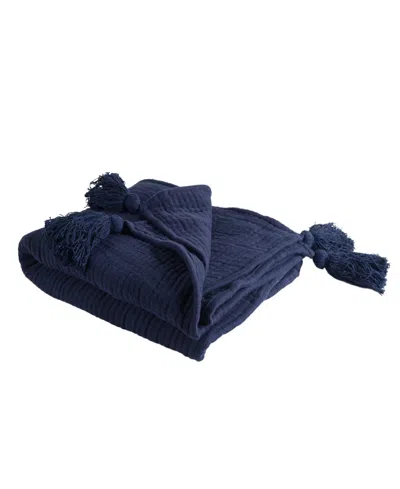 Rizzy Home Dora Cotton Throw, 50" X 60" In Blue