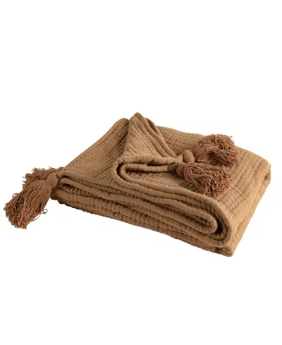 Rizzy Home Dora Cotton Throw, 50" X 60" In Brown