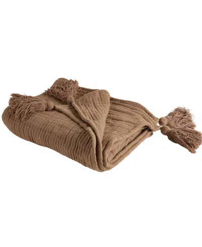 Rizzy Home Dora Cotton Throw, 50" X 60" In Brown