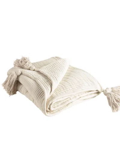 Rizzy Home Dora Cotton Throw, 50" X 60" In White