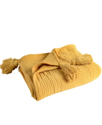 Rizzy Home Dora Cotton Throw, 50" X 60" In Yellow