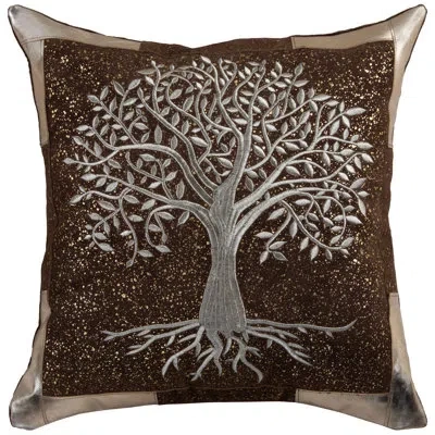 Rizzy Home Down Filled Glam Accent Throw Pillow In Brown,metallic
