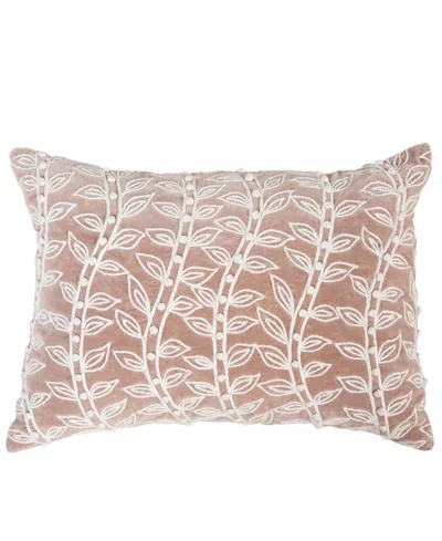 Rizzy Home Ella Cotton Velvet Decorative Pillow, 14" X 20" In Pink