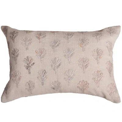 Rizzy Home Embroidered Polyester High Performance, Easy Care Throw Pillow In Beige