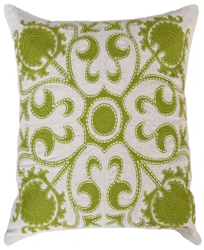 Rizzy Home Emma Cotton Decorative Pillow, 18" X 18" In Green