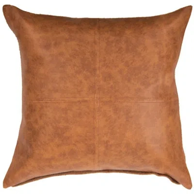 Rizzy Home Faux Leather Throw Pillow In Polyester,brown