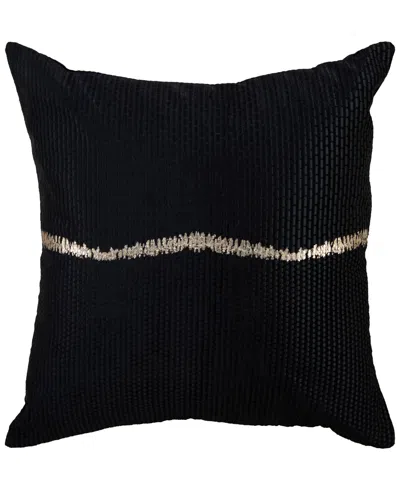 Rizzy Home Faye Cotton Velvet Decorative Pillow, 22" X 22" In Black