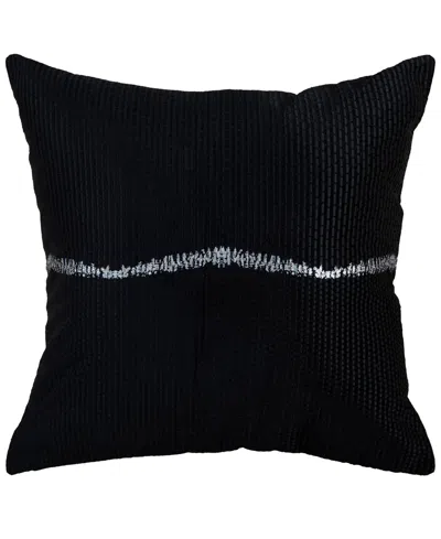 Rizzy Home Faye Cotton Velvet Decorative Pillow, 22" X 22" In Black