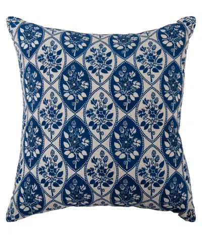 Rizzy Home Florence Cotton Decorative Pillow, 20" X 20" In Blue