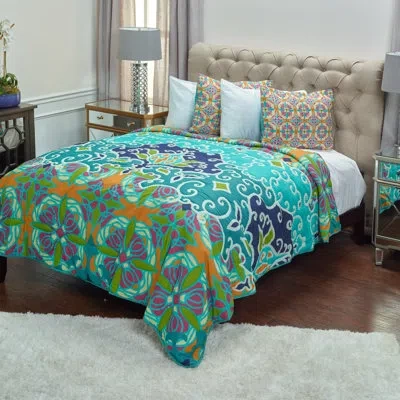 Rizzy Home Gabby Single Quilt In Blue,green,orange