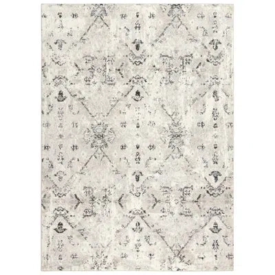 Rizzy Home Geometric Area Rug In White/beige/gray In White,beige,gray