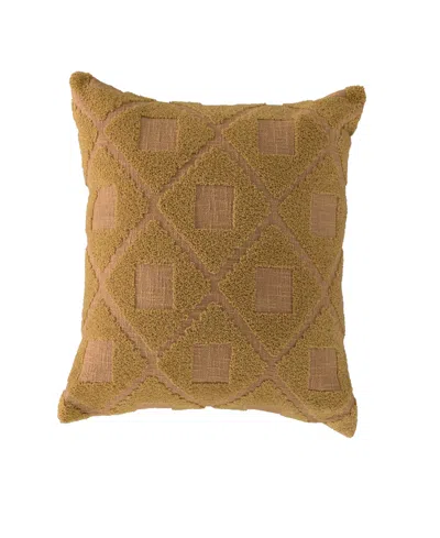 Rizzy Home Jessie Cotton Decorative Pillow, 20" X 20" In Brown