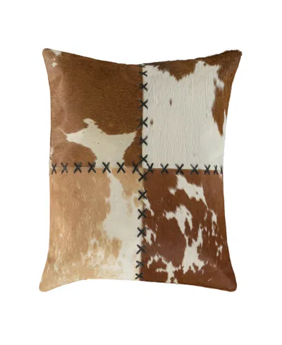 Rizzy Home Judith Leather Cotton Decorative Pillow, 22" X 22" In Multi