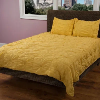 Rizzy Home Knots 100% Cotton Quilt In Yellow