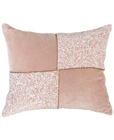 Rizzy Home Laine Cotton Velvet Decorative Pillow, 14" X 20" In Pink