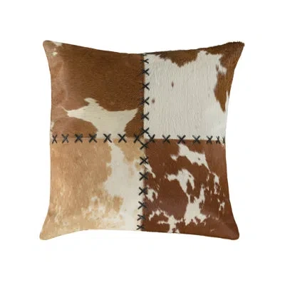 Rizzy Home Leather Down Filled Throw Pillow In Brown
