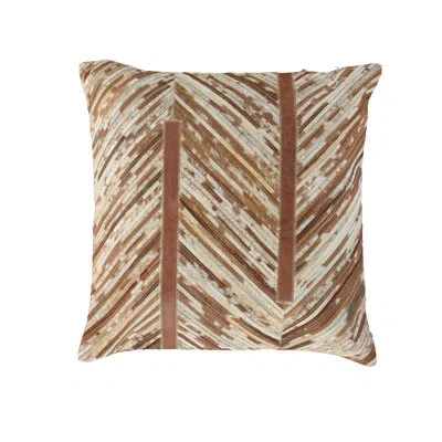 Rizzy Home Leather Down Filled Throw Pillow In Brown