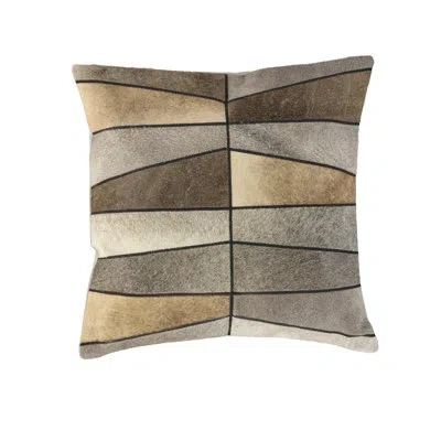 Rizzy Home Leather Down Filled Throw Pillow In Grey,brown