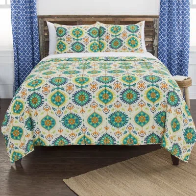 Rizzy Home Maddux Place 100% Cotton Reversible Quilt Set In Ivory,green