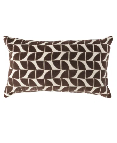 Rizzy Home Maggie Cotton Decorative Pillow, 14" X 26" In Brown
