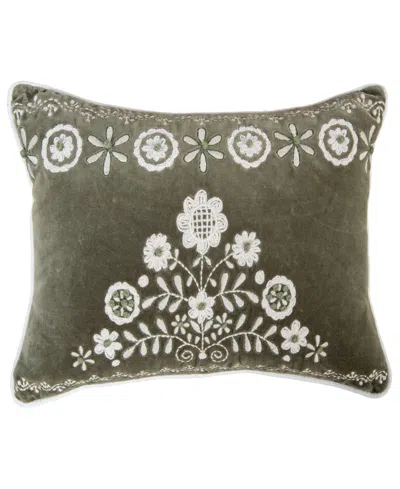 Rizzy Home Minnie Cotton Velvet Decorative Pillow, 14" X 20" In Green