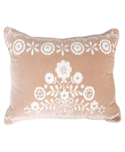 Rizzy Home Minnie Cotton Velvet Decorative Pillow, 14" X 20" In Neutral