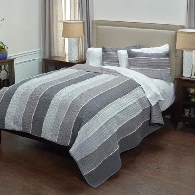 Rizzy Home Olivia Grace Single Quilt In Gray