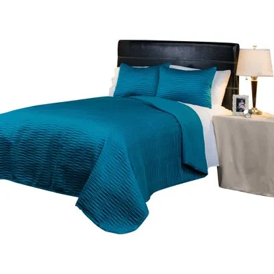Rizzy Home Parker Reversible Quilt Set In Teal