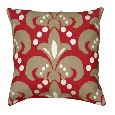 Rizzy Home Pillow Cover With Hidden Zipper In Red,beige