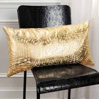 Rizzy Home Rectangular Cotton Pillow Cover And Insert In Gold