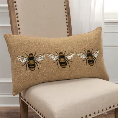 Rizzy Home Recycled Cotton Prints Bee Rectangular Cotton Pillow Cover & Insert
