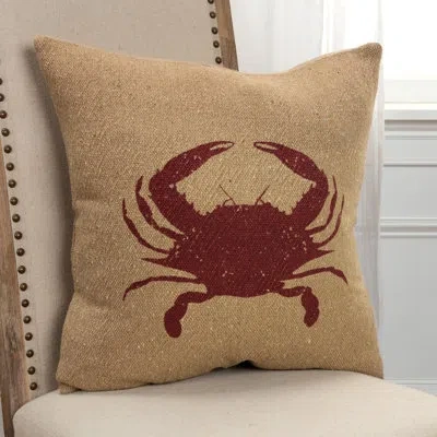 Rizzy Home Recycled Cotton Prints Crab Square Cotton Pillow Cover & Insert