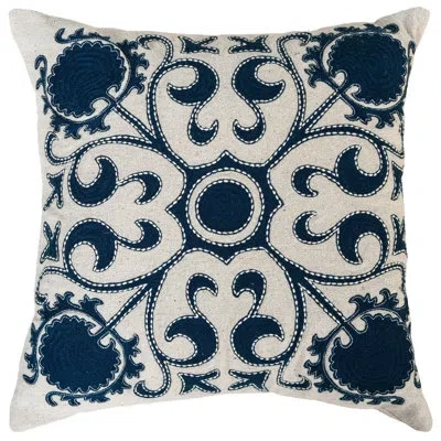 Rizzy Home Recyclyed Cotton Canvas Throw Pillow In Natural,blue,polyester