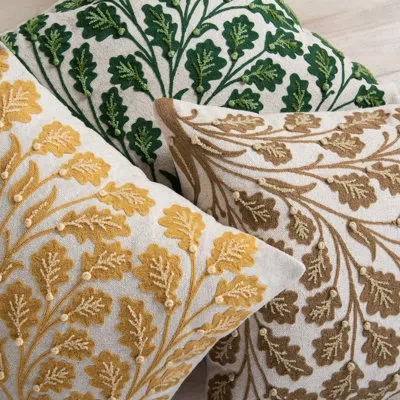 Rizzy Home Recyclyed Cotton Canvas Throw Pillow In Polyester,natural,green