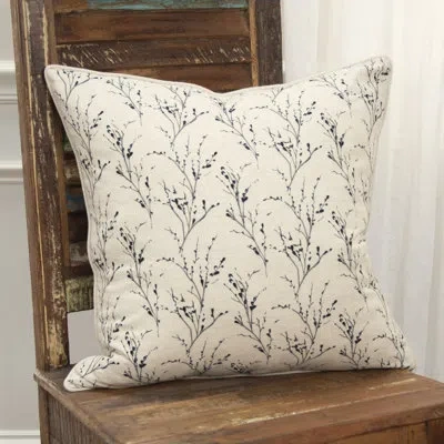 Rizzy Home Square Cotton Pillow Cover And Insert In Natural,blue