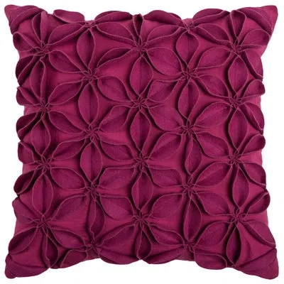 Rizzy Home Square Cotton Pillow Cover & Insert In Raspberry