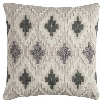 Rizzy Home Square Cotton Pillow Cover In Gray