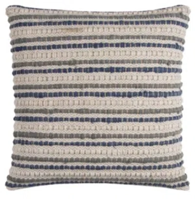 Rizzy Home Striped Polyester Filled Decorative Pillow, 20" X 20" In Blue