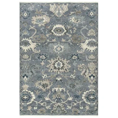 Rizzy Home Wool Hand Knotted Area Rug In Gray,blue,cream