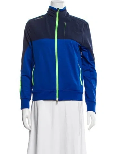 Pre-owned Rlx By Ralph Lauren Colorblock Pattern Bomber Jacket In Blue