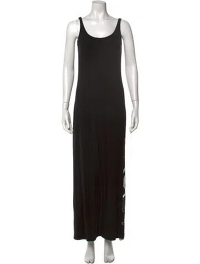 Pre-owned Rlx By Ralph Lauren Graphic Print Long Dress In Black