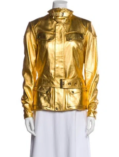 Pre-owned Rlx By Ralph Lauren Lambskin Jacket In Gold