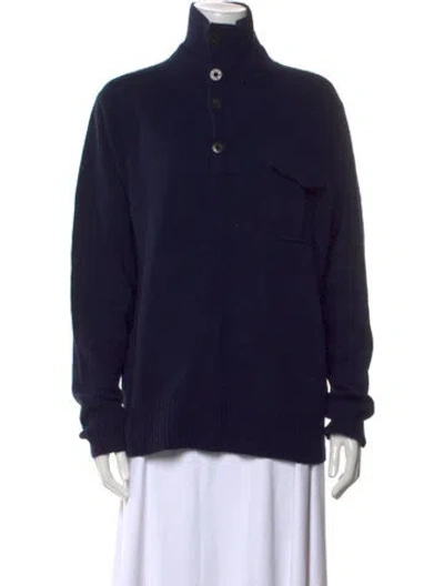 Pre-owned Rlx By Ralph Lauren Lambswool Mock Neck Sweater In Blue