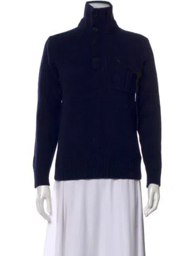 Pre-owned Rlx By Ralph Lauren Lambswool Mock Neck Sweater In Blue